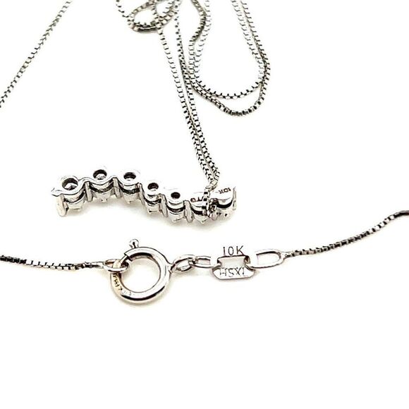 10K White Gold Diamond Journey Necklace - Picture 6 of 8